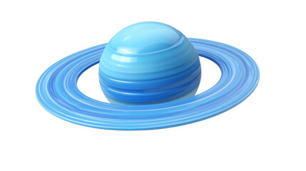 Glossy Blue Planet with Rings, 3D Render, Isolated on Transparent Background, Space, Cosmic, Fantasy, Abstract, Spherical