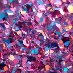 Close-Up of Pink Hexagonal Crystals with Iridescent Highlights