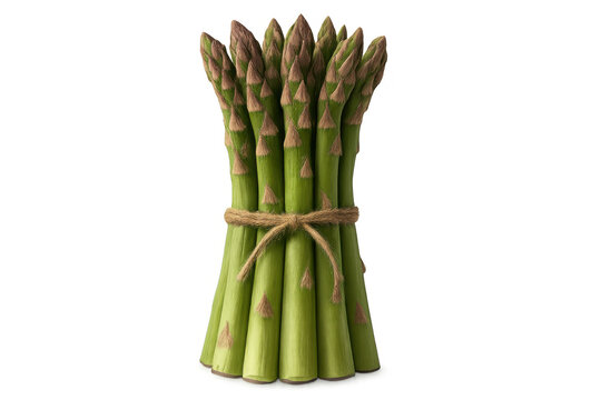 Fresh green asparagus spears tied in a bunch, showing healthy raw ingredients for spring vegetable cooking