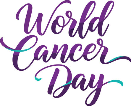 World cancer day calligraphy purple gradient