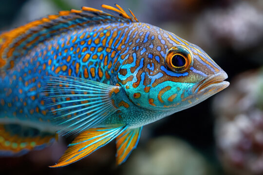 Closeup of a colorful tropical fish underwater - Powered by Adobe