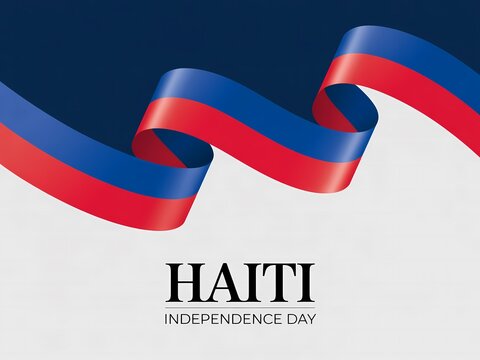 Haiti independence day celebration with waving national flag colors on a dark blue background
