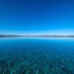 Vast Turquoise Lake with Mountain Horizon