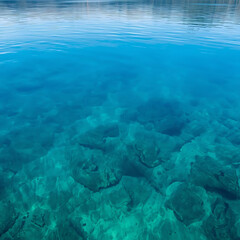 Crystal-Clear Turquoise Water with Submerged Rocks