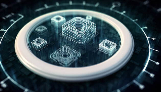 Digital Circuit Abstraction: A captivating close-up showcases a luminous, futuristic digital circuit design, brimming with intricate details and a sense of technological sophistication. - Powered by Adobe