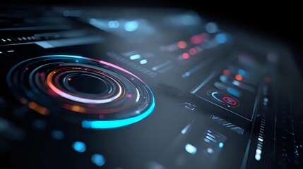 Futuristic control panel interface with glowing elements a modern technology concept for user interface design offering a sleek and advanced look