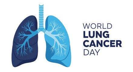 Lung illustration with text for World Lung Cancer Day awareness