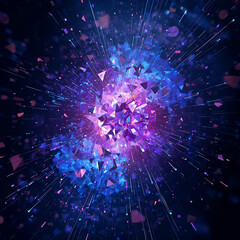 Exploding Crystalline Structure in Purple and Blue