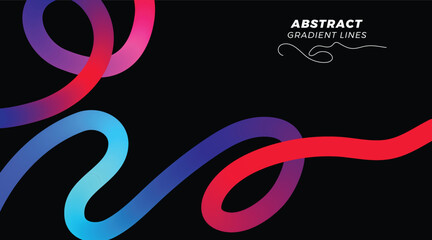 Abstract Background with Color Gradient Shape Pattern. Line Waves using Vector Curves.  Rainbow Ribbons in 3D Squiggle.  Geometric Design Components.  Contemporary Image with Gradation