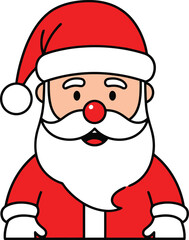 Cartoon Santa Claus Illustration with Red Hat and White Beard.