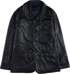 Dark wash denim jacket with pockets isolated on transparent background