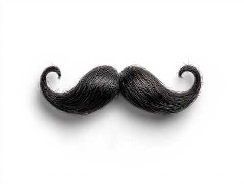 Stylish black mustache against a clean white background, perfect for playful or retro themes.