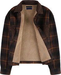 Cozy plaid sherpa lined jacket isolated on transparent background © MdAsaduzzaman