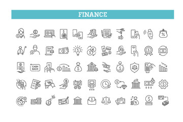 Finance Line Icons Set. Money, Banking symbols
