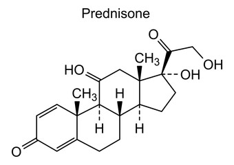 Prednisone, chemical structure of prednisone, drug substance