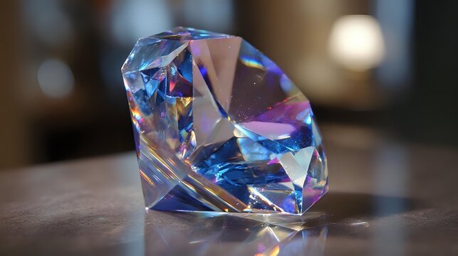 Close-up of a large blue diamond on a reflective surface a symbol of luxury and investment perfect for jewelry and finance themes