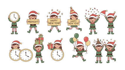 Festive Elf's New Year Celebration: Playful elves usher in the new year with joyful revelry, embracing the festive spirit and the promise of a fresh beginning.