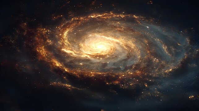 Dramatic spiral galaxy with glowing arms a cosmic swirl of stars and dust perfect for science and astronomy presentations - Powered by Adobe