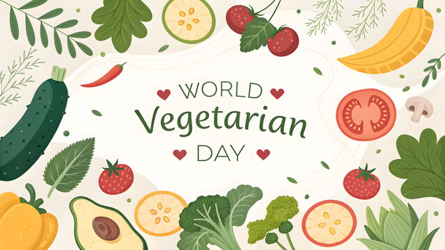 World Vegetarian Day Celebration Flat Design Flyer Illustration