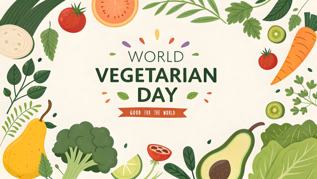 Flat Design Illustration for World Vegetarian Day Celebration