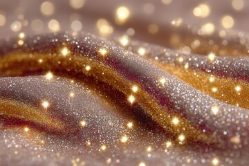 Soft lavender and gold glitter waves, abstract background radiating calm and inspiration, perfect for creative and fantasy-themed visuals