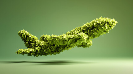 Naklejka premium Eco-friendly flight concept with green airplane made of leaves