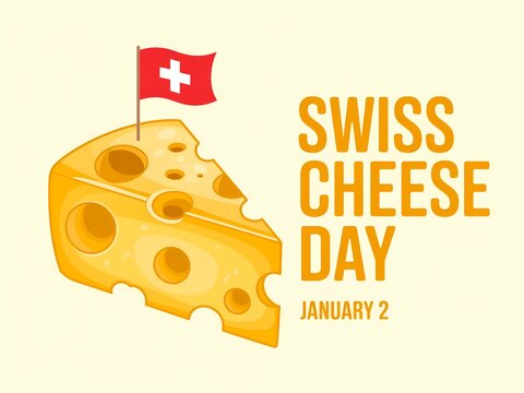 Celebrate swiss cheese day with a delicious slice and the swiss flag on january 10th