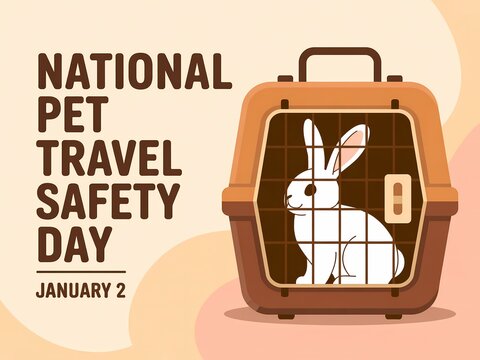 National pet travel safety day on january 2 features a rabbit in a travel carrier