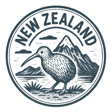 New Zealand stamp, vector illustration isolated on transparent background