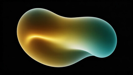 glowing translucent amorphous blob with amber aquamarine gradient on black background