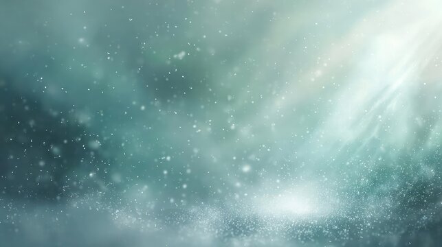 Abstract ethereal teal and white nebula with glowing particles and light rays creating a cosmic atmosphere