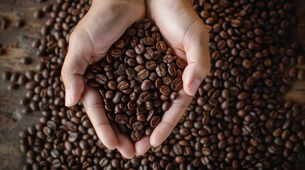 Coffee Beans Collection: Hands-Held Coffee Beans with Varied Textures, Backgrounds, and Presentations for Coffee, Culinary, and Aesthetic Inspiration