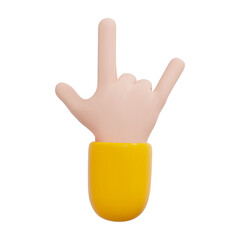 Obraz premium 3D hand with rock gesture. Music emoji. Stock vector illustration on isolated background.