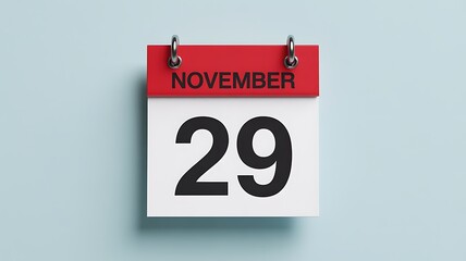 November twenty nine calendar page showing important date reminder concept
