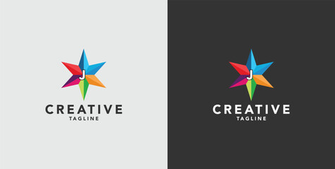 Digital colorful abstract icons, elements and symbols with initial J logo, template