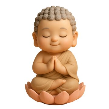 Peaceful Baby Buddha in Anjali Mudra (Light Brown)