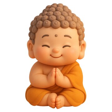 Peaceful Little Buddha in Prayer Pose (Eyes Closed)