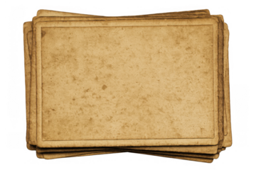 Stack of vintage aged paper cards blank surface with grunge texture for a retro background effect and space for text