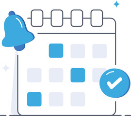 Schedule reminder notification on calendar business management flat vector illustration