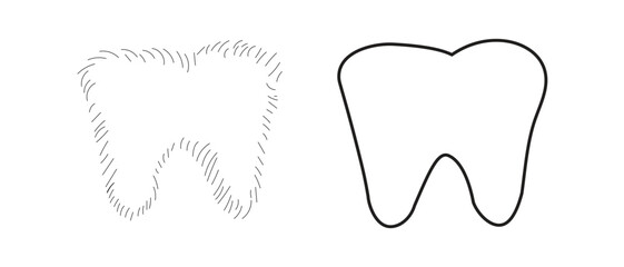 Human tooth one-line continuous drawing
