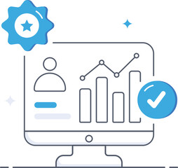 Performance analysis on dashboard with business chart Flat vector illustration