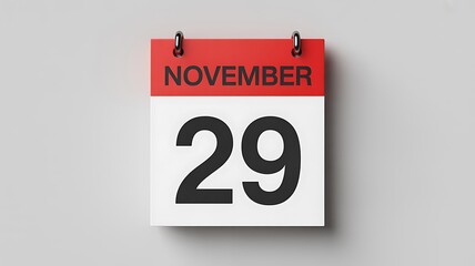 November twenty nine calendar page showing important date reminder on clean minimal background
