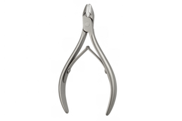 Cuticle nippers tool for nail care and grooming, silver metal instrument used in manicure, pedicure, hygiene