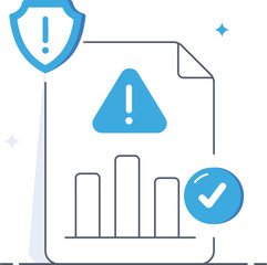 Financial risk assessment on business report chart shield Flat vector illustration