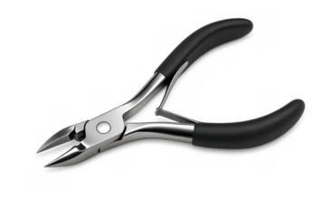 Cuticle nippers for professional and home use, trimming excess skin, maintaining healthy nails and hygiene. Transparent background