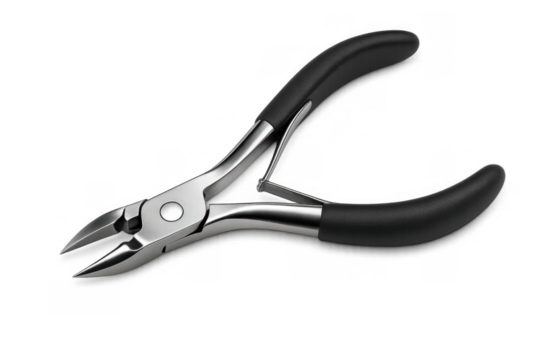 Cuticle nippers for professional and home use, trimming excess skin, maintaining healthy nails and hygiene. Transparent background