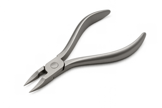 Metal pliers for precision tasks, tool for manipulating small parts, isolated with a transparent background