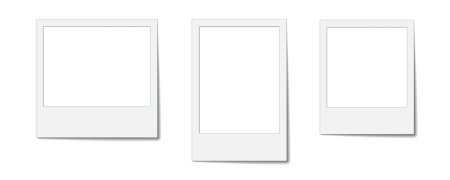 PNG white instant photo frame portrait mockup set with realistic shadow minimalist design on transparent background for album, camera, wedding, party, family, snapshot