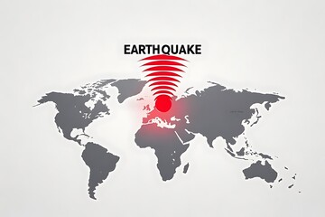 Earthquake world map, seismic waves and global disaster area