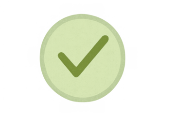 Green check mark icon in a circle symbolizing approval, success, completion, and validation, with transparent background